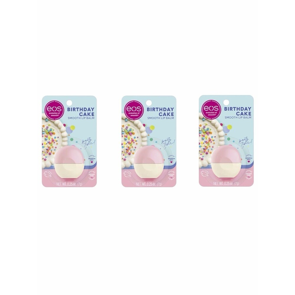 eos Birthday Cake Smooth Lip Balm 3 Pack Limited Edition Vanilla Cake Scent FC1